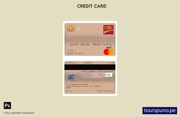 lista para imprimir plantilla de tarjeta de débito mastercard de Canadá CIBC Ban